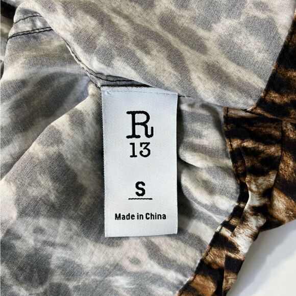 R13 Smoking Robe with Piping in Leopard Small - Picture 13 of 16